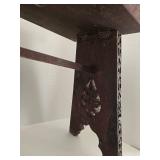 Hand-Carved Indian Wood Stool & Floral Vine Motif - Made in India