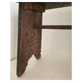 Hand-Carved Indian Wood Stool & Floral Vine Motif - Made in India