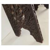 Hand-Carved Indian Wood Stool & Floral Vine Motif - Made in India