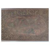 Hand-Carved Indian Wood Stool & Floral Vine Motif - Made in India