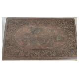 Hand-Carved Indian Wood Stool & Floral Vine Motif - Made in India