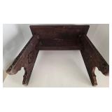 Hand-Carved Indian Wood Stool & Floral Vine Motif - Made in India