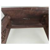 Hand-Carved Indian Wood Stool & Floral Vine Motif - Made in India