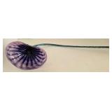 Decorative Purple Glass Flower Bloom & Teal Stem