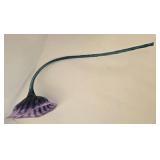 Decorative Purple Glass Flower Bloom & Teal Stem