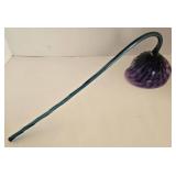 Decorative Purple Glass Flower Bloom & Teal Stem