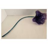Decorative Purple Glass Flower Bloom & Teal Stem