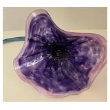 Decorative Purple Glass Flower Bloom & Teal Stem