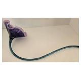 Decorative Purple Glass Flower Bloom & Teal Stem