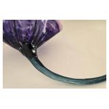 Decorative Purple Glass Flower Bloom & Teal Stem