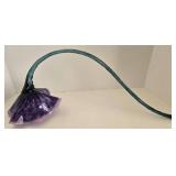 Decorative Purple Glass Flower Bloom & Teal Stem