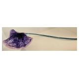 Decorative Purple Glass Flower Bloom & Teal Stem