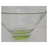 Glass Bowl - Clear Glass with Lime Green Foot Ring