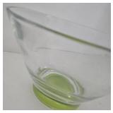 Glass Bowl - Clear Glass with Lime Green Foot Ring