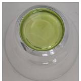 Glass Bowl - Clear Glass with Lime Green Foot Ring