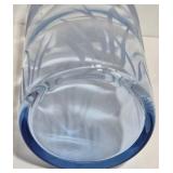 Vintage Pheasant Bird-Etched Light Blue Glass Vase