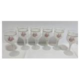 Creazioni Silvestri Murano Glass Rose Goblets & Gold Rim - Set of 6 - Made in Italy