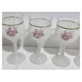 Creazioni Silvestri Murano Glass Rose Goblets & Gold Rim - Set of 6 - Made in Italy