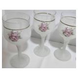 Creazioni Silvestri Murano Glass Rose Goblets & Gold Rim - Set of 6 - Made in Italy