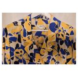 Christian Dior Separates Blouse - Size 14 - Abstract Yellow & Blue Floral Print