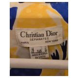 Christian Dior Separates Blouse - Size 14 - Abstract Yellow & Blue Floral Print