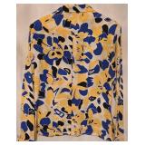 Christian Dior Separates Blouse - Size 14 - Abstract Yellow & Blue Floral Print