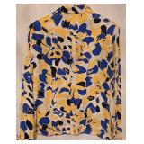 Christian Dior Separates Blouse - Size 14 - Abstract Yellow & Blue Floral Print