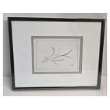 Vintage Katsumi Sugita Abstract Floral Line Art Framed - Signed