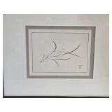 Vintage Katsumi Sugita Abstract Floral Line Art Framed - Signed