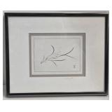 Vintage Katsumi Sugita Abstract Floral Line Art Framed - Signed