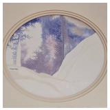 Wald Watercolor Art - Snowy Forest Scene 1986