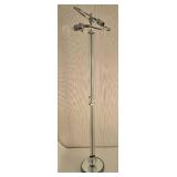 Modern Glass Double Light Floor Lamp - Chrome Ring Arm, Glass Spheres & Mirrored Base
