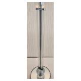 Modern Glass Double Light Floor Lamp - Chrome Ring Arm, Glass Spheres & Mirrored Base