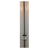 Modern Glass Double Light Floor Lamp - Chrome Ring Arm, Glass Spheres & Mirrored Base