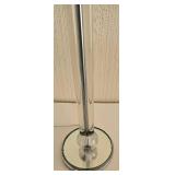 Modern Glass Double Light Floor Lamp - Chrome Ring Arm, Glass Spheres & Mirrored Base