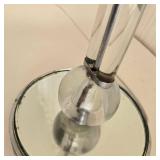 Modern Glass Double Light Floor Lamp - Chrome Ring Arm, Glass Spheres & Mirrored Base