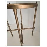 Vintage Gold-Tone Metal Plant Stand with Circular Ring Top & Crisscross Base