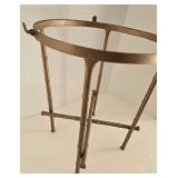 Vintage Gold-Tone Metal Plant Stand with Circular Ring Top & Crisscross Base