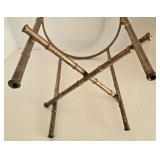 Vintage Gold-Tone Metal Plant Stand with Circular Ring Top & Crisscross Base