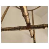 Vintage Gold-Tone Metal Plant Stand with Circular Ring Top & Crisscross Base
