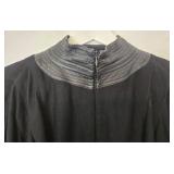 Daymor Couture Vintage 1980s Dress - Leather Collar & Batwing Sleeves, Size 12