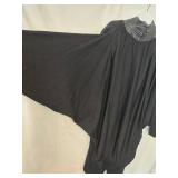Daymor Couture Vintage 1980s Dress - Leather Collar & Batwing Sleeves, Size 12