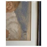 1967 Pastel Baby Portrait in Ornate Wood Frame - Framed and Signed Print