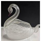 Bohemian Glass Swan - Clear Crystal Figurine
