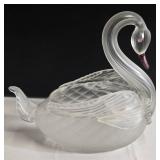 Bohemian Glass Swan - Clear Crystal Figurine