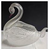 Bohemian Glass Swan - Clear Crystal Figurine