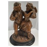 Painted Chalkware Figurine - Dancing Couple Ceramic Sculpture