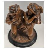 Painted Chalkware Figurine - Dancing Couple Ceramic Sculpture