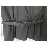 Vintage Black Wool Suit Set, Black with Crystal Embellishments - Size 14