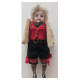 Antique German Bisque Dollhouse Sized Boy Jointed Doll Original Clothing - Late 19th Century